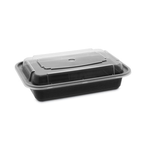 Newspring VERSAtainer Microwavable Containers, 16 oz, 5 x 7.25 x 1.5, Black/Clear, Plastic, 150/Carton-(PCTNC8168B)