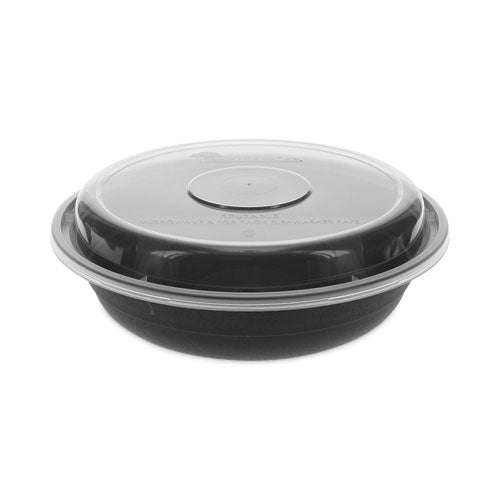 EarthChoice Versa2Go Microwaveable Container, 22 oz, 6.8 x 6.8 x 1.8, Black/Clear, Plastic, 150/Carton-(PCTNV2GRN237B)