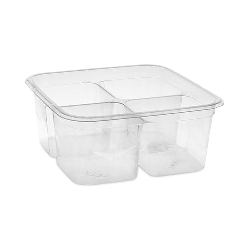 EarthChoice Square Recycled Bowl,4-Compartment, 32 oz, 6.13 x 6.13 x 2.61, Clear, Plastic, 360/Carton-(PCTY6S324C)