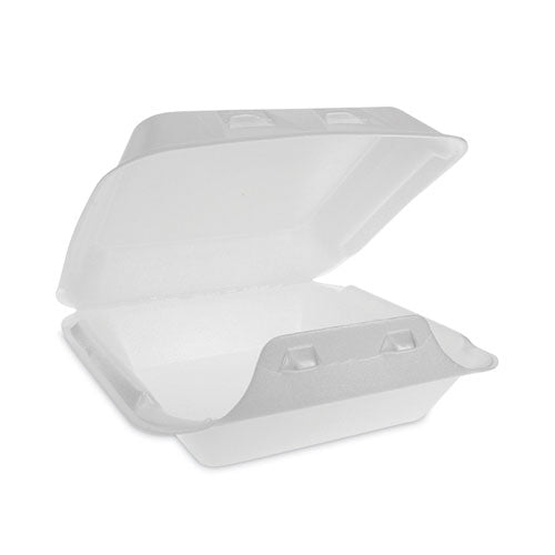 SmartLock Foam Hinged Lid Container, Medium, 8 x 8 x 3, White, 150/Carton-(PCTYHLW08010000)