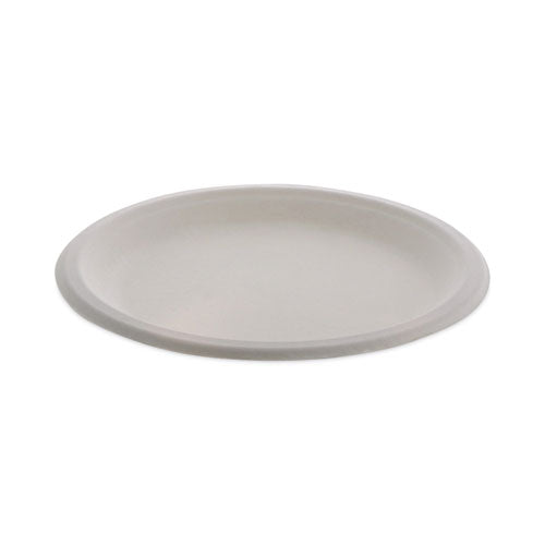EarthChoice Compostable Fiber-Blend Bagasse Dinnerware, Plate, 9" dia, Natural, 500/Carton-(PCTYMC500090002)