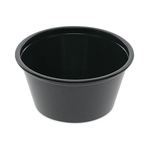 Plastic Portion Cup, 2 oz, Black, 200/Bag, 12 Bags/Carton-(PCTYS200E)