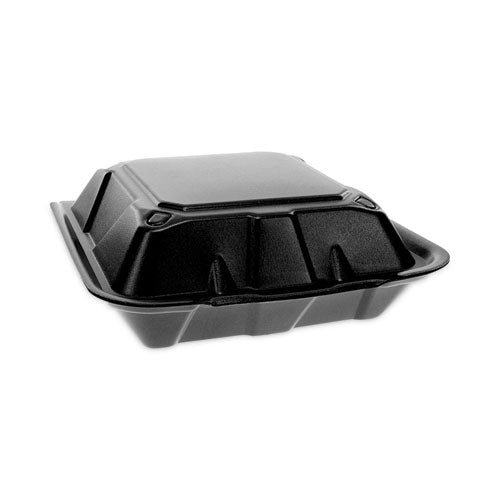 Vented Foam Hinged Lid Container, Dual Tab Lock, 9 x 9 x 3.25, Black, 150/Carton-(PCTYTDB99010000)