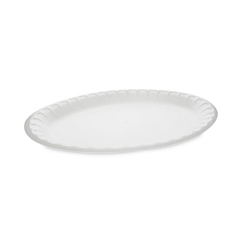 Placesetter Satin Non-Laminated Foam Dinnerware, Oval Platter, 11.5 x 8.5, White, 500/Carton-(PCTYTH100430000)