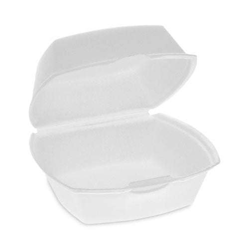 Foam Hinged Lid Container, Single Tab Lock, 5.13 x 5.13 x 2.5, White, 500/Carton-(PCTYTH100790000)