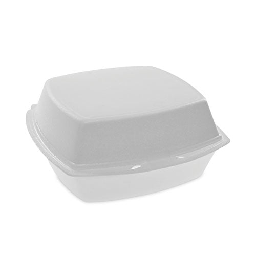 Foam Hinged Lid Container, Single Tab Lock, 6.38 x 6.38 x 3, White, 500/Carton-(PCTYTH100800000)