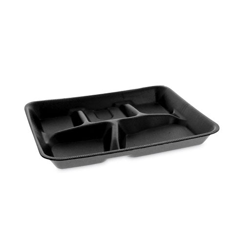 Foam School Trays, 5-Compartment, 8.25 x 10.25 x 1, Black, 500/Carton-(PCTYTHB0500SGBX)