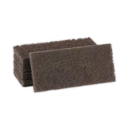 Heavy-Duty Scour Pad, 4.63 x 10, Brown, 20/Carton-(BWK403)