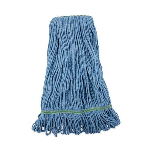 Super Loop Wet Mop Head, Cotton/Synthetic Fiber, 1" Headband, Medium Size, Blue-(BWK502BLNB)
