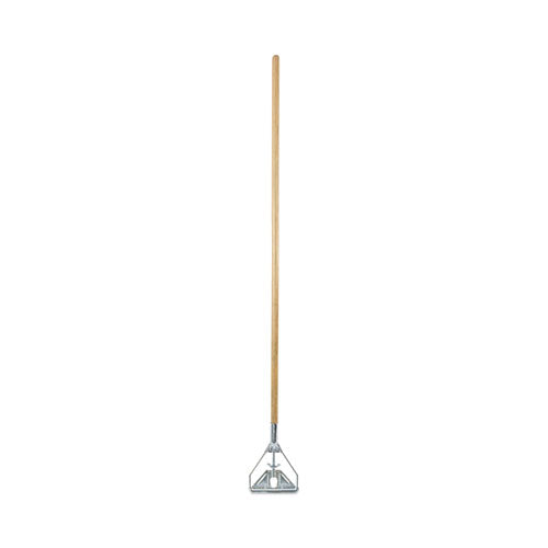 Screw Clamp Metal Head Wooden Mop Handle, #20+, 1.13" dia x 63", Natural-(BWK603)