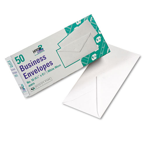 White Wove Business Envelope Convenience Packs, #10, Bankers Flap, Gummed Closure, 4.13 x 9.5, White, 50/Box-(QUA69016)