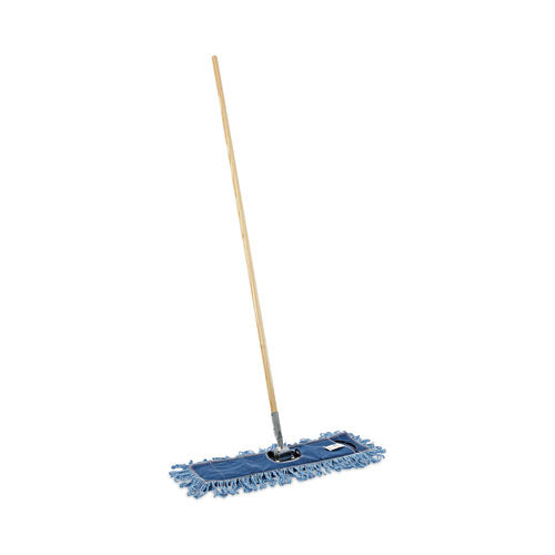 Dry Mopping Kit, 24 x 5 Blue Synthetic Head, 60" Natural Wood/Metal Handle-(BWKHL245BSPC)