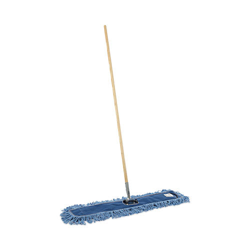 Dry Mopping Kit, 36 x 5 Blue Blended Synthetic Head, 60" Natural Wood/Metal Handle-(BWKHL365BSPC)