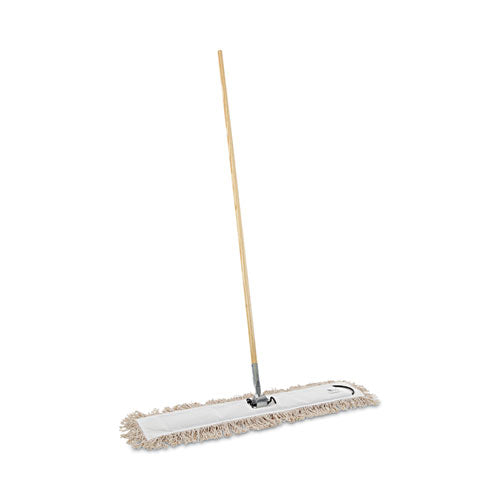 Cotton Dry Mopping Kit, 36 x 5 Natural Cotton Head, 60" Natural Wood Handle-(BWKM365C)
