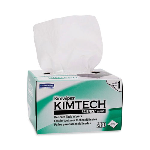 Kimwipes, Delicate Task Wipers, 1-Ply, 4.4 x 8.4, Unscented, White, 286/Box-(KCC34155)