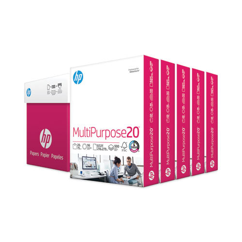 MultiPurpose20 Paper, 96 Bright, 20 lb Bond Weight, 8.5 x 11, White, 500 Sheets/Ream, 5 Reams/Carton-(HEW115100)