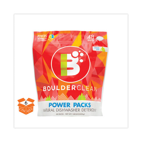 Dishwasher Detergent Power Packs, Citrus Zest, 48 Tab Pouch, 6/Carton-(BCL003663CT)