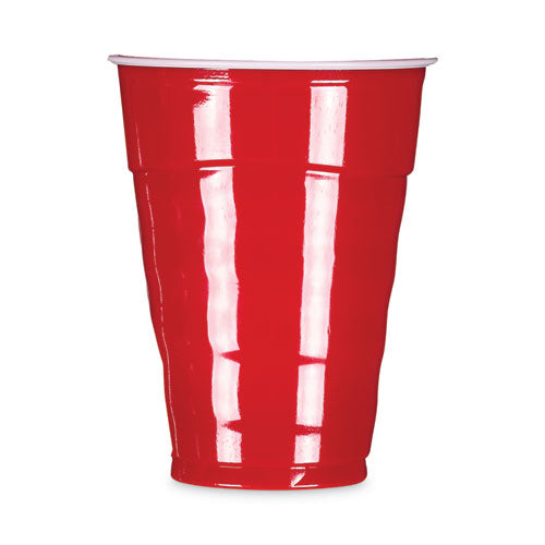 Easy Grip Disposable Plastic Party Cups, 18 oz, Red, 50/Pack, 8 Packs/Carton-(RFPC21895)