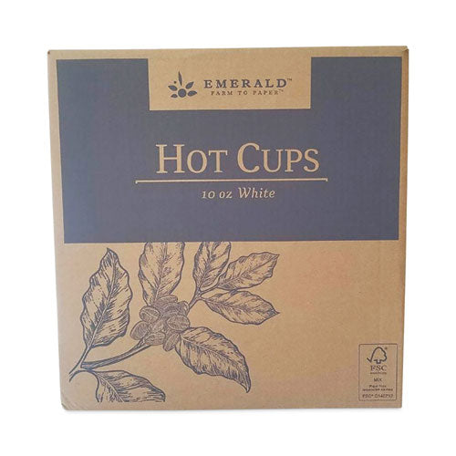 Paper Hot Cups, 10 oz, White, 50/Pack, 20 Packs/Carton-(DFDPME01020)
