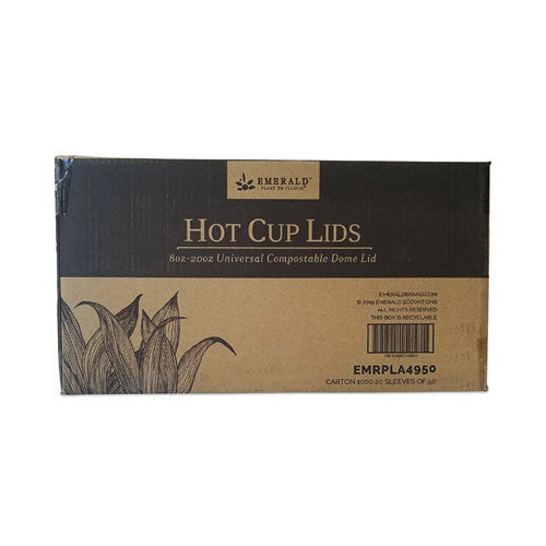 Plant to Plastic Fully Closed PLA Hot Cup Lid, Fits 8 oz to 20 oz, White, 50/Pack, 20 Packs/Carton-(DFDPME01099)