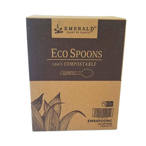 Plant to Plastic Compostable Cutlery, Spoon, White, 1,000/Carton-(DFDPME01140)