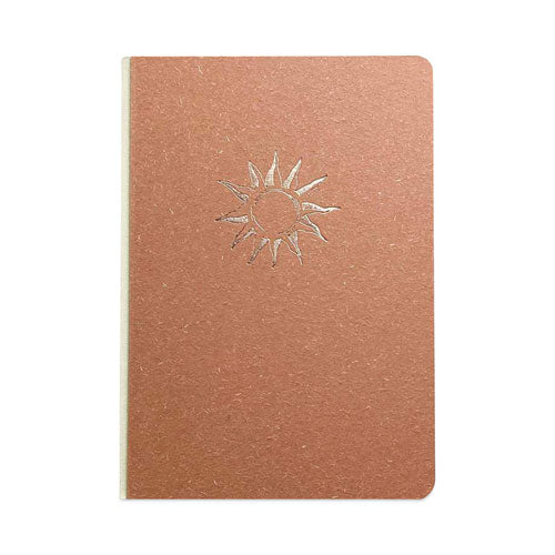 Embossed Canvas Layflat Hardbound Journal, Gold Rise/Shine Artwork, Dotted Rule, Rose-Brown/Cream Cover, (64) 7 x 5 Sheets-(DNKCET569D)
