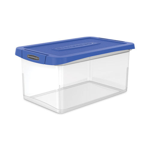 Latch Lid Storage Bin, 22.38" x 14.19" x 10.63", Clear/Blue-(FEL86101)