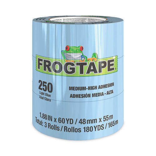 FROGTAPE Performance Grade Masking Tape, 3" Core, 1.9" x 60 yds, Light Blue, 3/Pack, 8 Packs/Carton-(FGA105329)