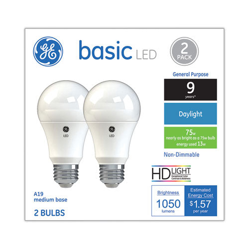 Basic LED Bulbs, A21, 13 W, Daylight, 2/Pack-(GEL37019)