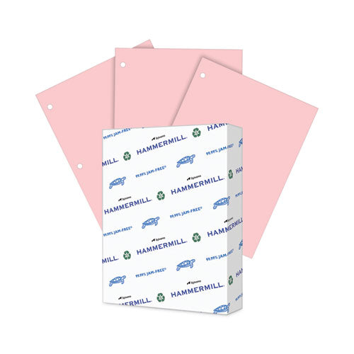 Colors Print Paper, 3-Hole, 20 lb Bond Weight, 8.5 x 11, Pink, 500/Ream-(HAM102962)