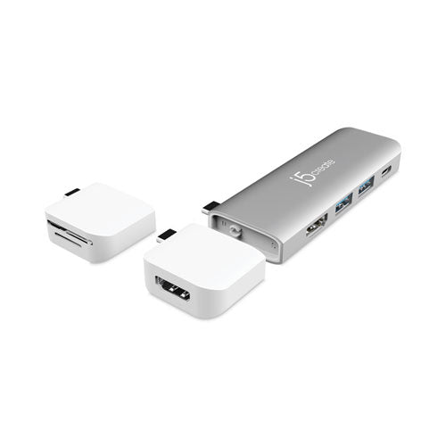 UltraDrive USB-C Dual Display Modular Minidock, Silver-(JCRJCD387)