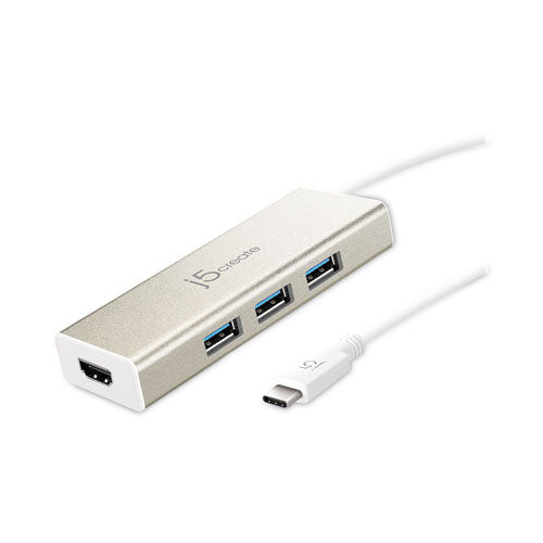 USB-C Hub and 4K HDMI, 3 Ports, Silver-(JCRJCH451)