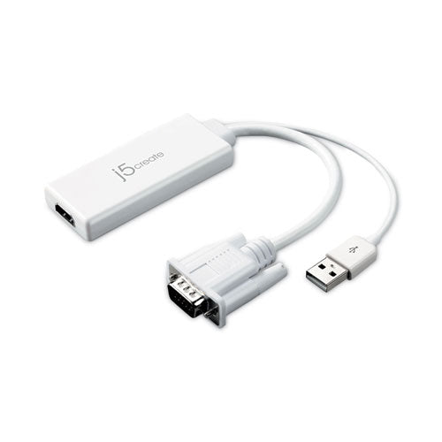 VGA to HDMI Video Audio Adapter, White-(JCRJDA214)