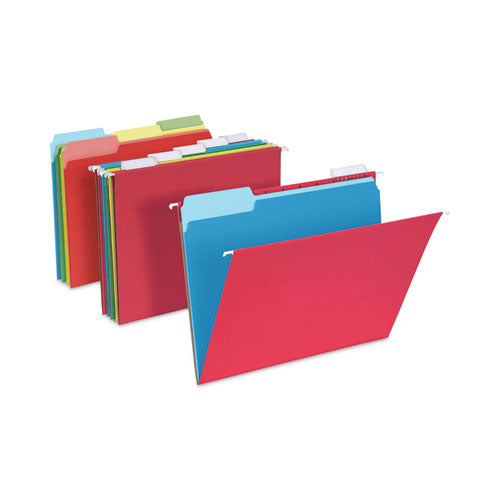 Teachers Hanging File Folder Combo Kit, Letter Size, Assorted Colors, (25) 1/5-Cut Hanging Folders,(50) 1/3-Cut File Folders-(PFX99199)