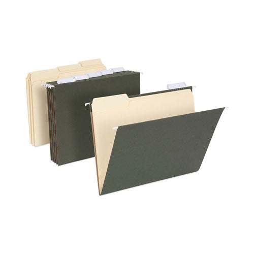 Hanging File Folder Combo Kit, Letter Size, (25) 1/5-Cut Standard Green Hanging Folders, (50) 1/3-Cut Manila File Folders-(PFX99200EE)