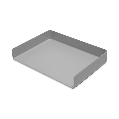 Landscape Stackable Letter Trays, 1 Section, Letter Size Files, 12.5" x 9.75" x 2", Gray-(PPJ107720)