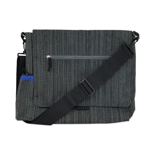 Fabric Casual Messenger Bag, Charcoal/Cobalt-(SOOSM456)