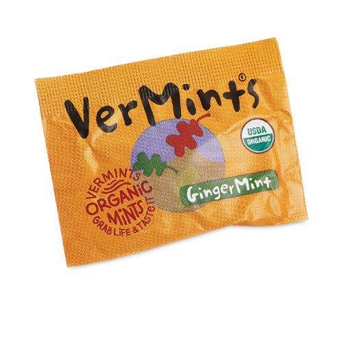 VerMints Organic Mints/Pastilles, Gingermint, 2 Mints/0.7 oz Individually Wrapped, 100/Box-(VEMVNT00994)