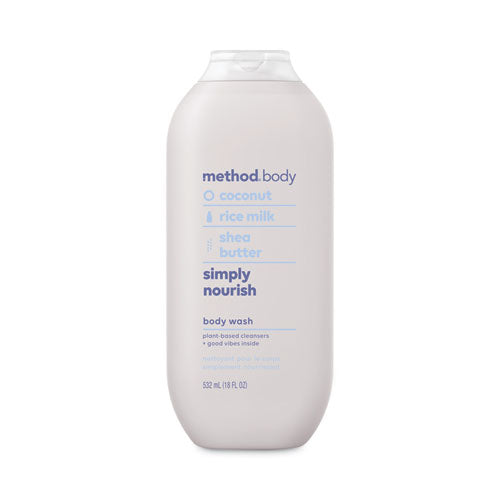 Womens Body Wash, Simply Nourish, Coconut/Rice Milk/Shea Butter, 18 oz, 6/Carton-(MTH01857)