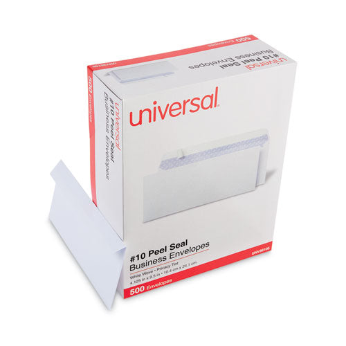 Peel Seal Strip Security Tint Business Envelope, #10, Square Flap, Self-Adhesive Closure, 4.25 x 9.63, White, 500/Box-(UNV36105)