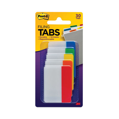 Solid Color Tabs, 1/5-Cut, Assorted Colors, 2" Wide, 30/Pack-(MMM686ROYGB)