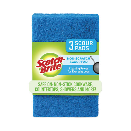 Non-Scratch Scour Pads, Size 3 x 6, Blue, 10/Carton-(MMM62310)