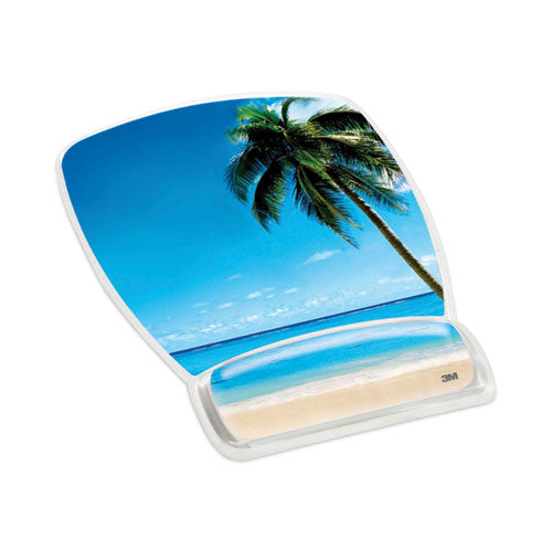 Fun Design Clear Gel Mouse Pad with Wrist Rest, 6.8 x 8.6, Beach Design-(MMMMW308BH)