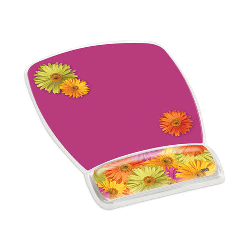 Fun Design Clear Gel Mouse Pad with Wrist Rest, 6.8 x 8.6, Daisy Design-(MMMMW308DS)