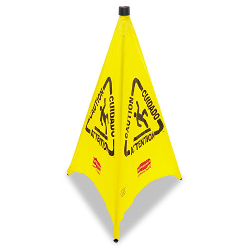 Multilingual Pop-Up Wet Floor Safety Cone, 21 x 21 x 30, Yellow-(RCP9S0100YL)