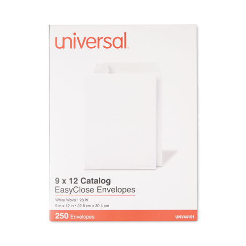 EasyClose Catalog Envelope, #10 1/2, Square Flap, Self-Adhesive Closure, 9 x 12, White, 250/Box-(UNV44101)