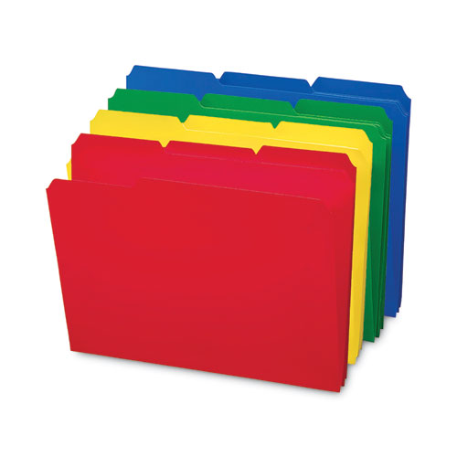 Top Tab Poly Colored File Folders, 1/3-Cut Tabs: Assorted, Letter Size, 0.75" Expansion, Assorted Colors, 24/Box-(SMD10500)