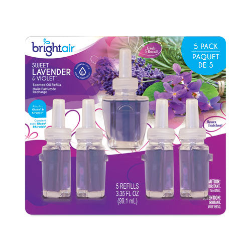 Electric Scented Oil Air Freshener Refill, Sweet Lavender and Violet, 0.67 oz Bottle, 5/Pack, 6 Pack/Carton-(BRI900670CT)