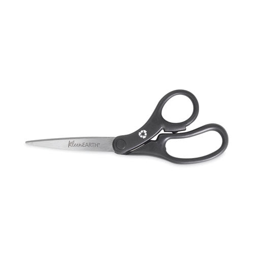 KleenEarth Basic Plastic Handle Scissors, 8" Long, 3.1" Cut Length, Black Offset Handle-(ACM15584)