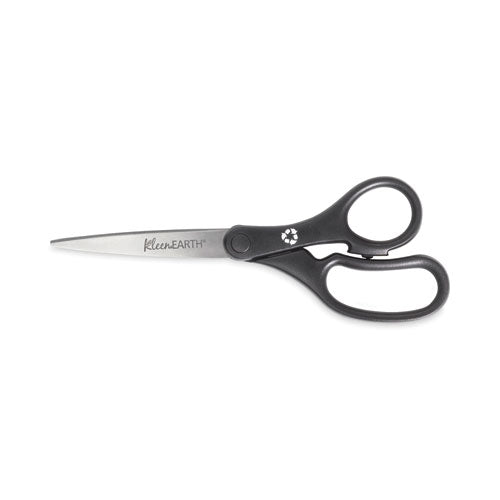 KleenEarth Basic Plastic Handle Scissors, 8" Long, 3.25" Cut Length, Black Straight Handles, 3/Pack-(ACM15585)